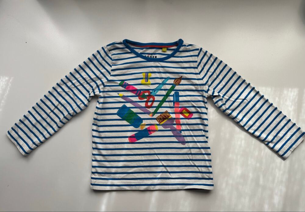 Mini Boden Striped Long Sleeve Art Shirt Kids Size 4-5